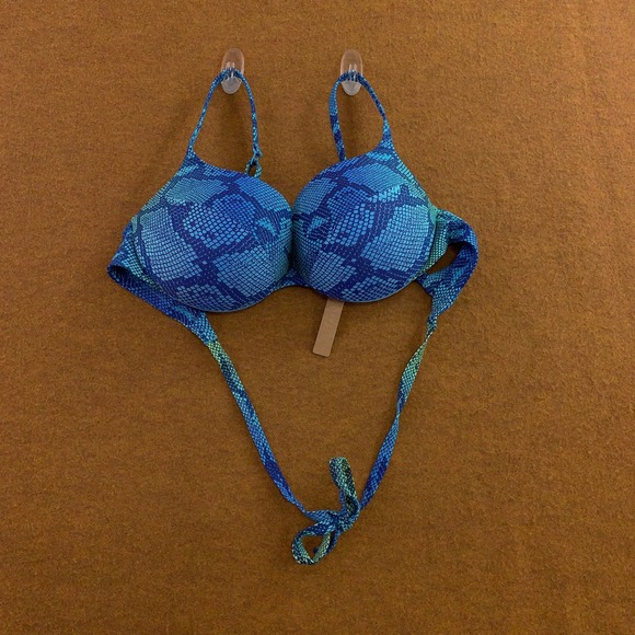 SKIMS Other - SKIMS Womens 10 Aqua Ombre Snake Print Ultimate Push-Up Bikini Top NWT